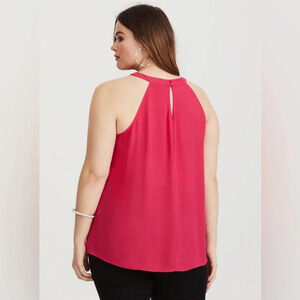 Torrid Georgette Pleated Goddess Neck Tank Pink Women Size 5X